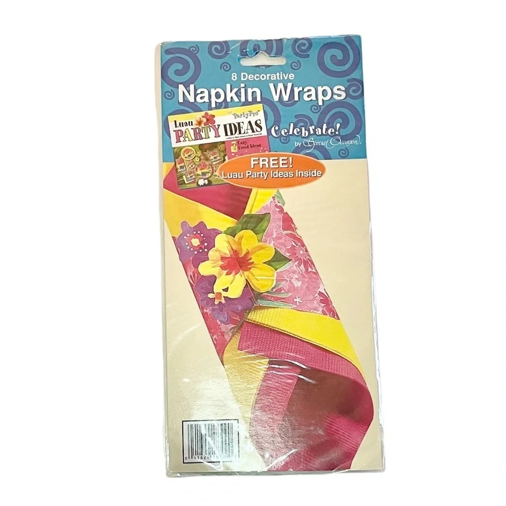 Floral Luau Cardboard Napkin Wraps 8-Piece Set
